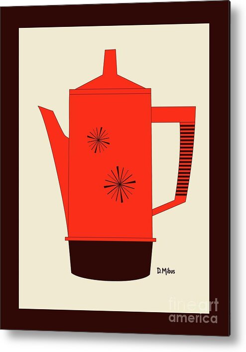 Retro Percolator Metal Print featuring the digital art Retro Regal Coffee Percolator by Donna Mibus