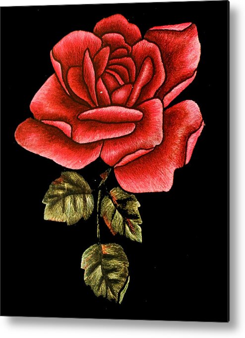 Funny Metal Print featuring the digital art Retro Rose by Flippin Sweet Gear