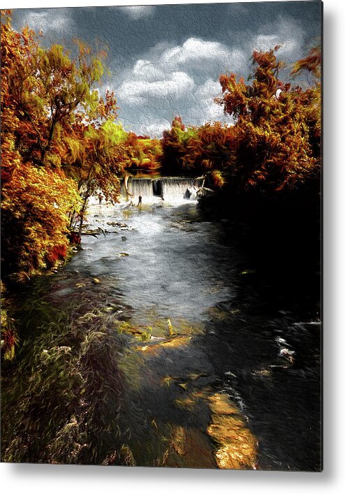 Horlick Dam Metal Print featuring the photograph Root River Fishing Art by Scott Olsen