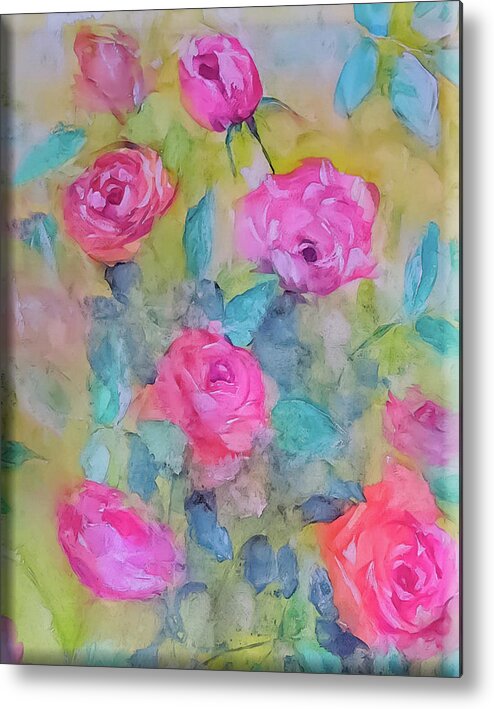 Roses Metal Print featuring the painting Roses Everywhere by Lisa Kaiser