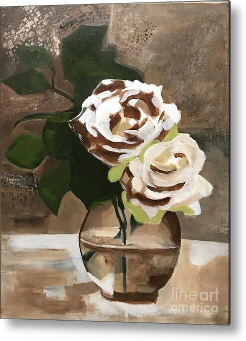 Acrylics Metal Print featuring the painting Roses by Theresa Honeycheck
