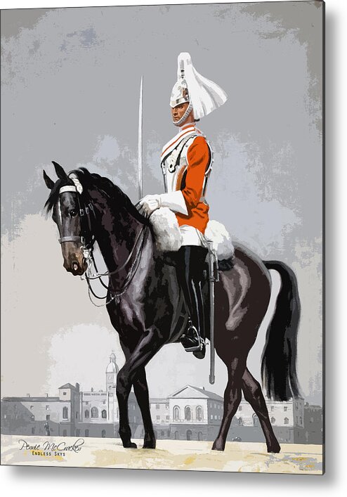 Horse Guards Metal Print featuring the mixed media Royal Life Guard by Pennie McCracken