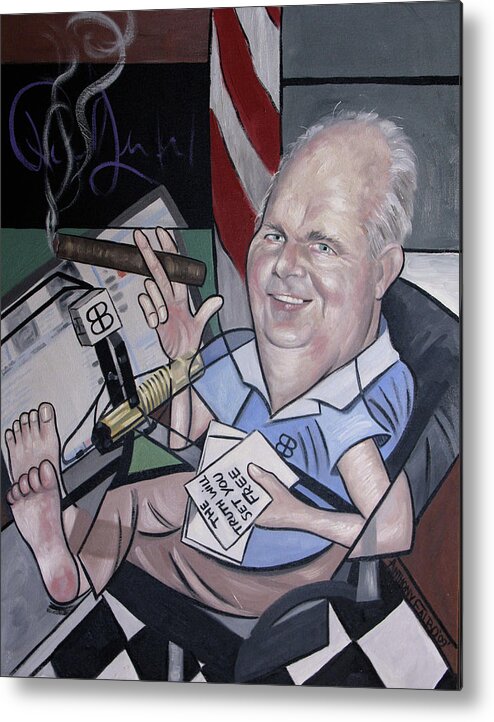 Rush Limbaugh Metal Print featuring the painting Rush Limbough, Talent On Loan From God by Anthony Falbo