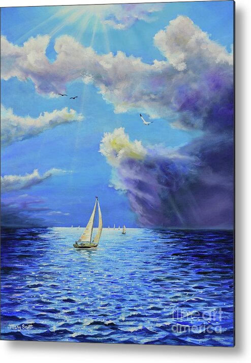 Ocean Metal Print featuring the painting Sail Away by Mary Scott