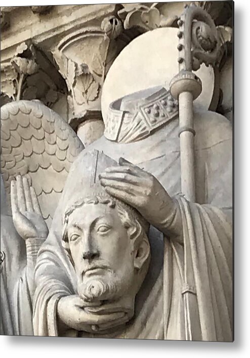 Statue Metal Print featuring the photograph Saint Denis at Notre Dame by Lee Darnell