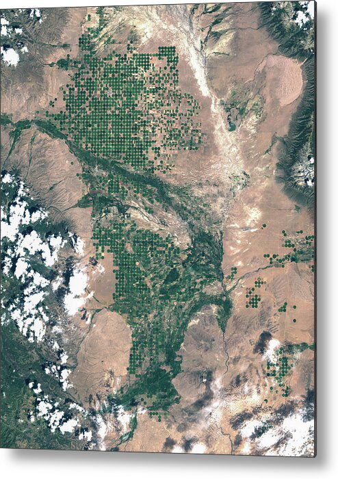 Satellite Image Metal Print featuring the digital art San Luis Valley, Colorado by Christian Pauschert