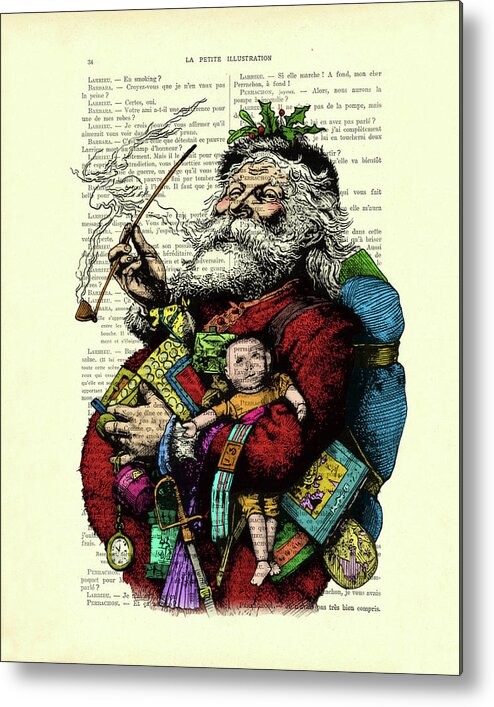 Santa Metal Print featuring the mixed media Santa by Madame Memento