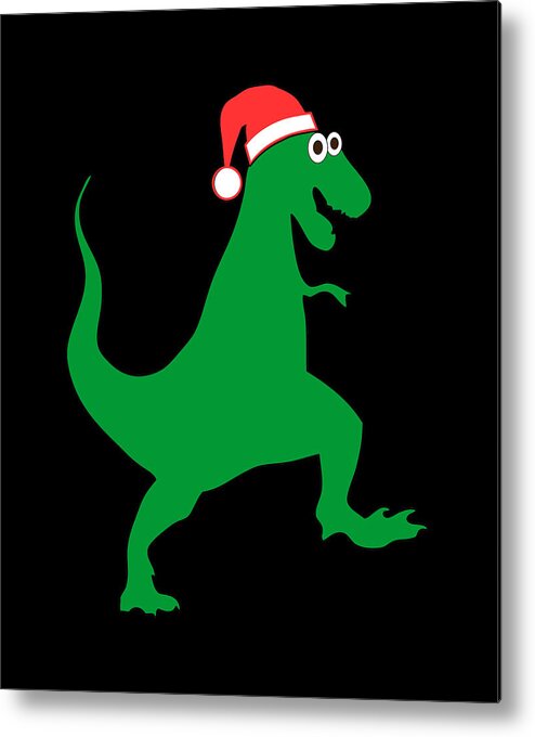 Funny Metal Print featuring the digital art Santasaurus Santa T-Rex Dinosaur Christmas by Flippin Sweet Gear