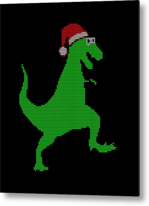 Christmas 2023 Metal Print featuring the digital art Santasaurus Ugly Christmas Sweater by Flippin Sweet Gear