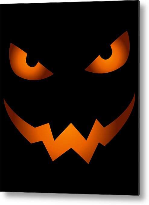 Scary Pumpkin Metal Print featuring the digital art Scary Jack O Lantern Pumpkin Face Halloween Costume by Flippin Sweet Gear