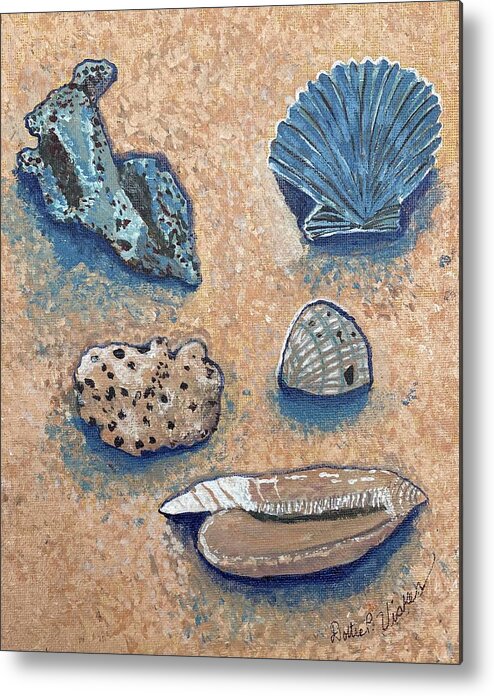 Seashells Metal Print featuring the painting Seashell study by Dottie Visker