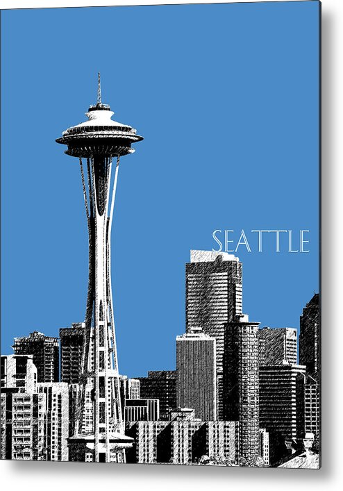 Architecture Metal Print featuring the digital art Seattle Skyline Space Needle - Slate Blue by DB Artist