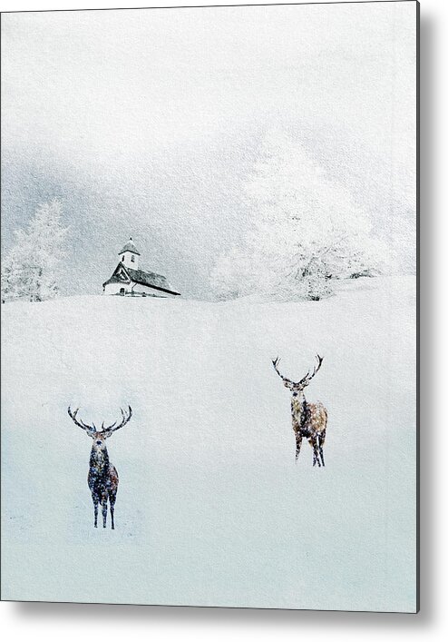 Deer Metal Print featuring the mixed media Seeking Cover 3 by Colleen Taylor