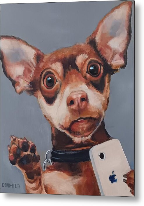 Chihuahua Metal Print featuring the painting Selfie by Jean Cormier