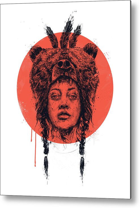 Girl Metal Print featuring the drawing Shaman by Balazs Solti