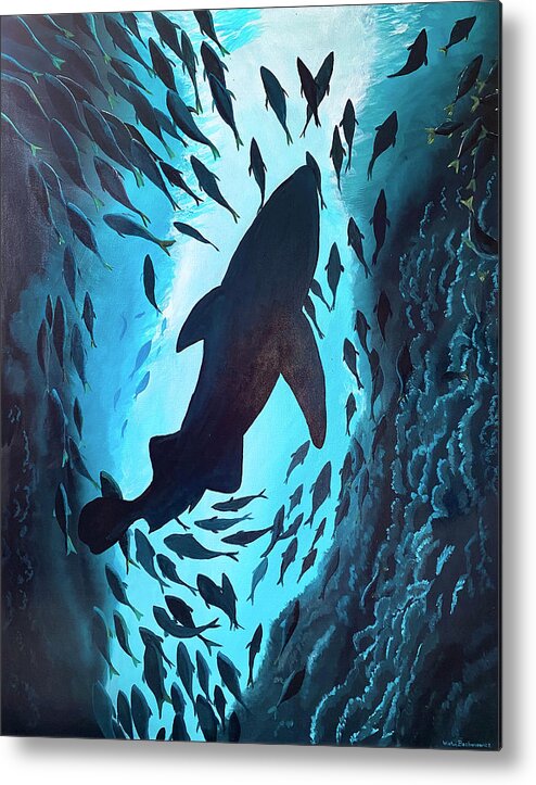Shark Rising Metal Print featuring the painting Shark Rising by Winton Bochanowicz