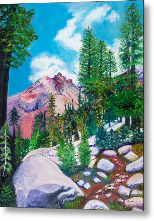 Mountain Metal Print featuring the painting Shasta Path by Santana Star