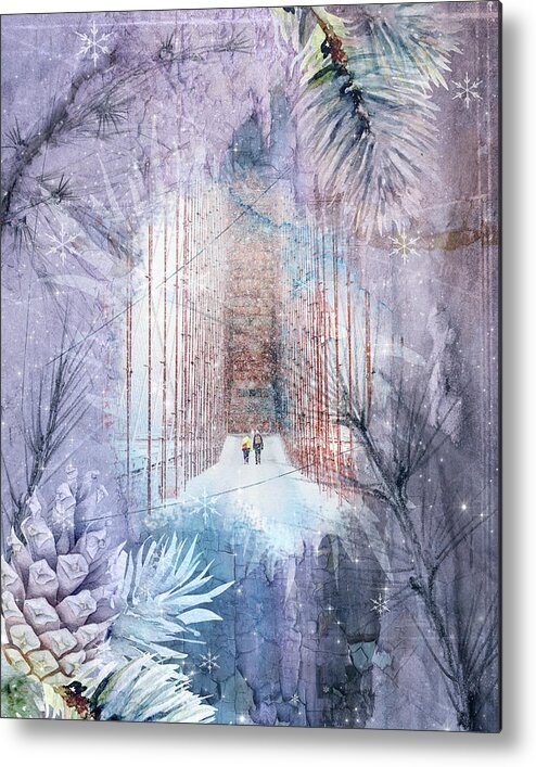 Snowfall Metal Print featuring the digital art Snowfall by Linda Carruth