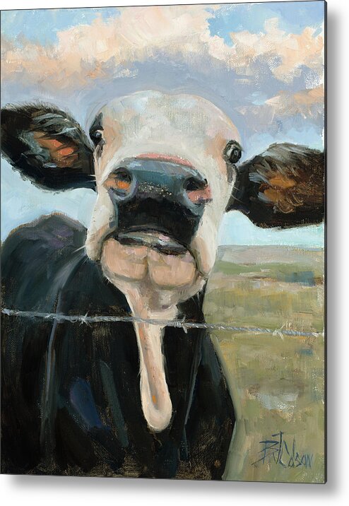 Cow Metal Print featuring the painting Something in the way she Moos by Billie Colson