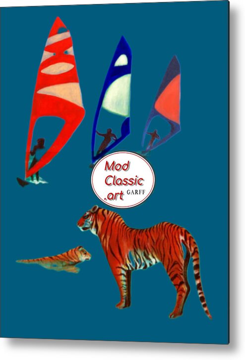 Tigers Metal Print featuring the painting Sons of Sun Tigers ModClassic Art by Enrico Garff
