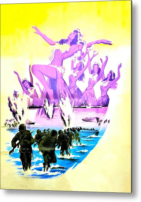 South Metal Print featuring the painting ''South Pacific'', 1958, movie poster painting by Boris Grinsson by Movie World Posters