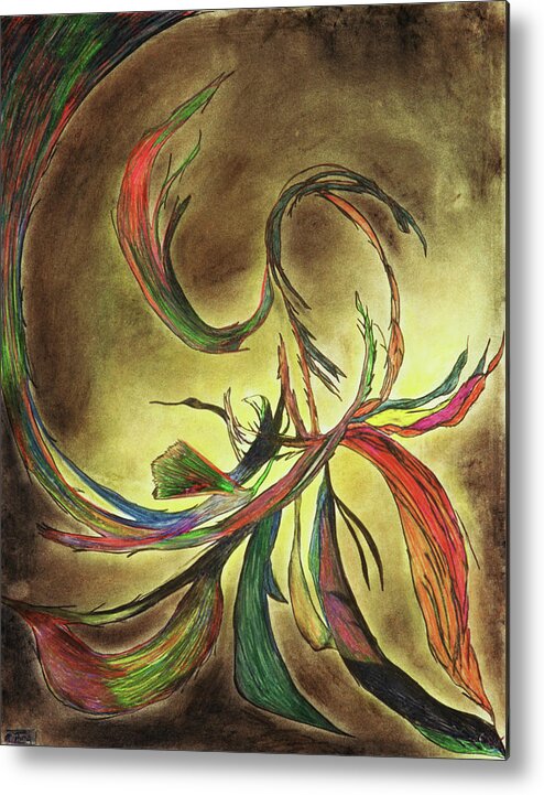 Bird Metal Print featuring the mixed media Splendid Vine by Melinda Firestone-White