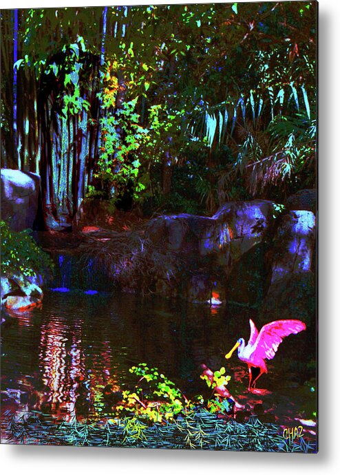 Birds Metal Print featuring the painting Spoonbill Hidaway by CHAZ Daugherty