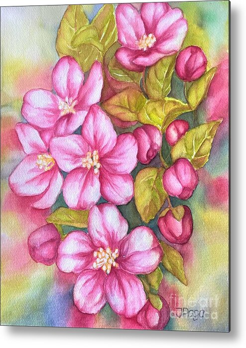Floral Metal Print featuring the painting Spring blossoms by Inese Poga