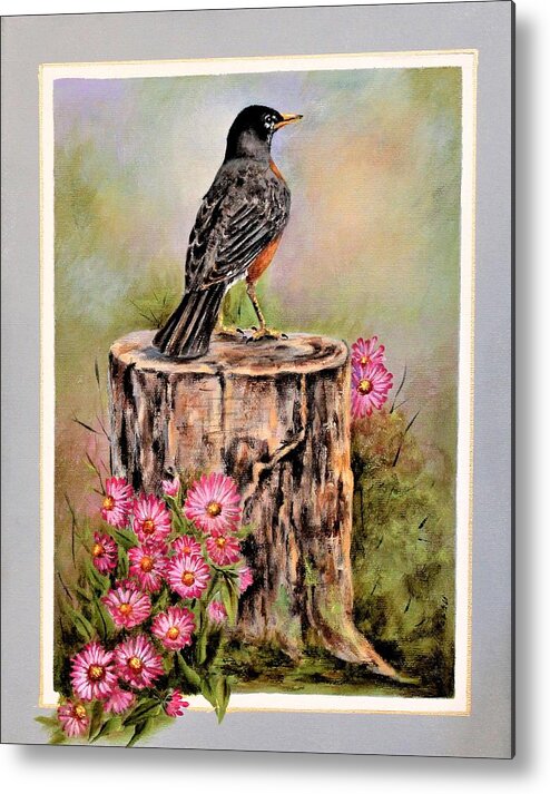 Bird Metal Print featuring the painting Spring Promis by Mary McCullah