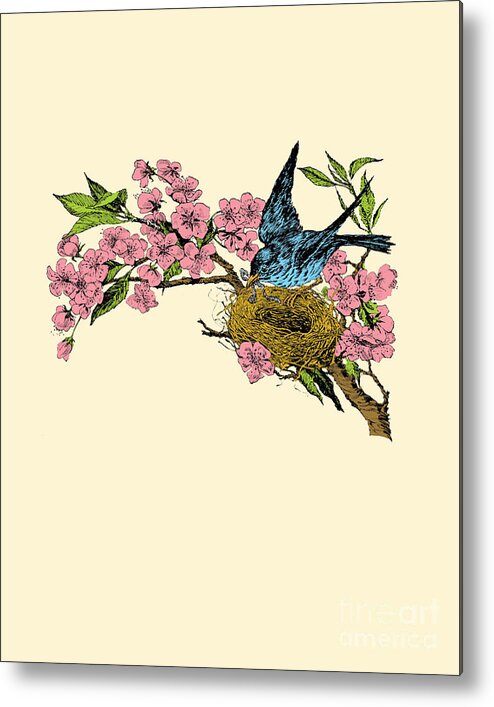 Bird Metal Print featuring the digital art Spring Scene by Madame Memento