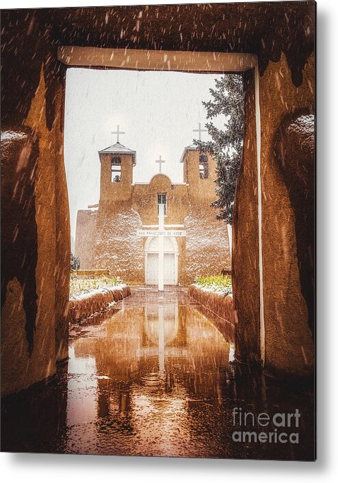 Snow Metal Print featuring the photograph St Francis Church in the Snow 7 by Elijah Rael