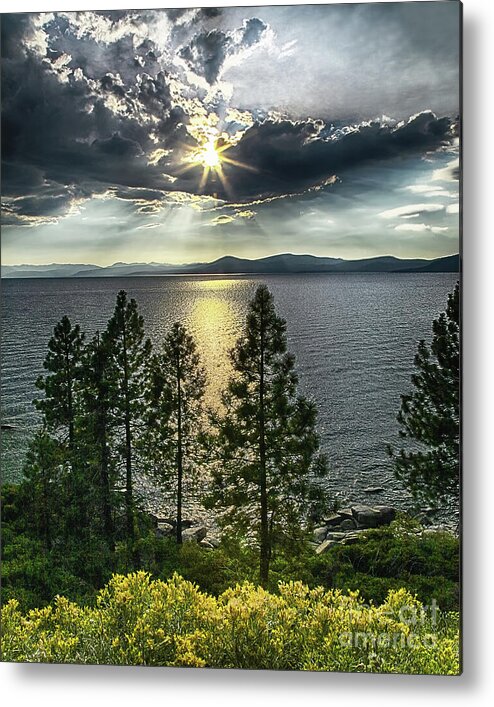 Lake Metal Print featuring the photograph STAR SUNSET, LAKE TAHOE, Nevada by Don Schimmel