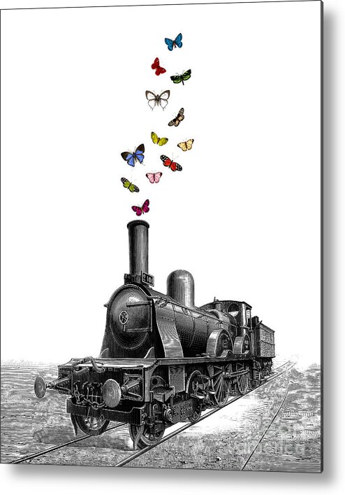 Steam Locomotive Metal Print featuring the digital art Steam Locomotive by Madame Memento