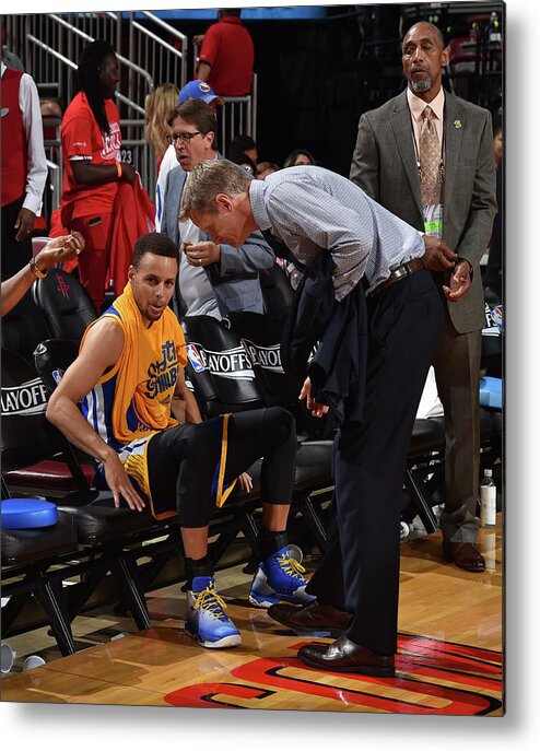 Playoffs Metal Print featuring the photograph Stephen Curry and Steve Kerr by Bill Baptist