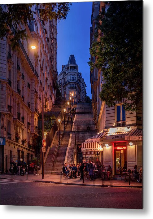 Blue Hour Metal Print featuring the photograph Steps Up Montmartre by Serge Ramelli