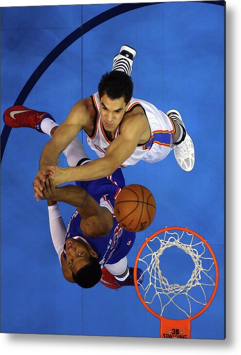 Playoffs Metal Print featuring the photograph Steven Adams and Danny Granger by Ronald Martinez