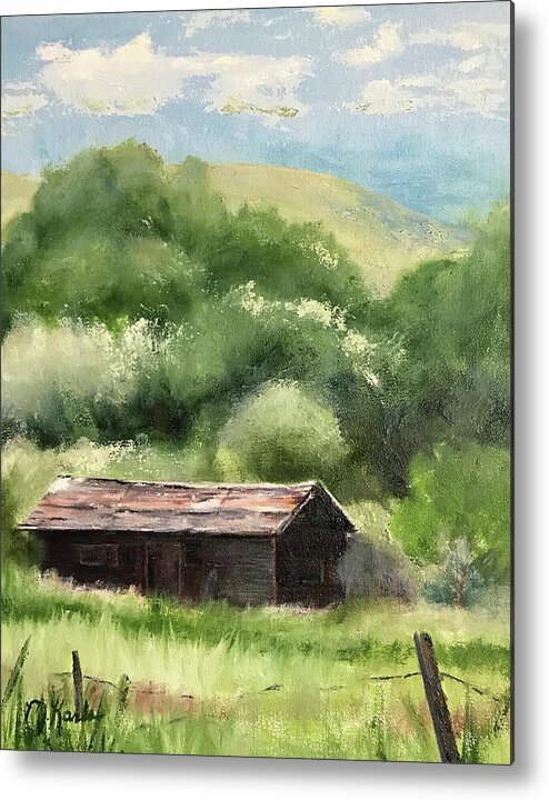 Story Mill Metal Print featuring the painting Story Mill Shack by Marsha Karle