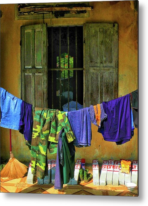 Clothes Metal Print featuring the photograph Opened window, Vietnam by Robert Bociaga