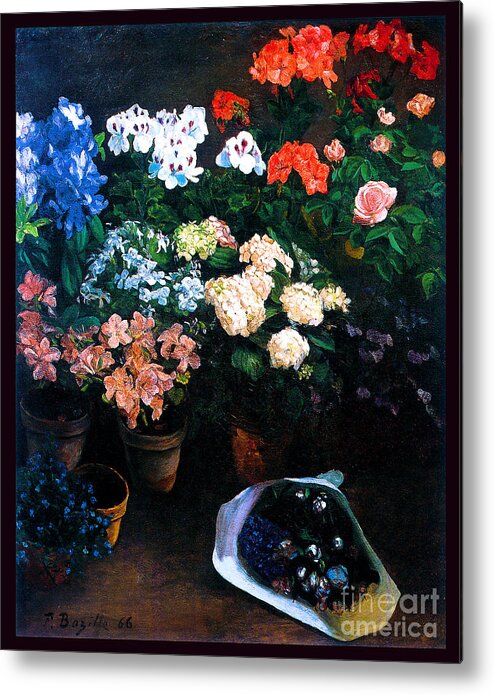 Frederic Metal Print featuring the painting Study of Flowers 1866 by Frederic Bazille