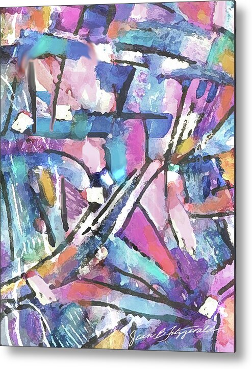 Unique Abstract Metal Print featuring the mixed media Sunday Pastel Abstract by Jean Batzell Fitzgerald