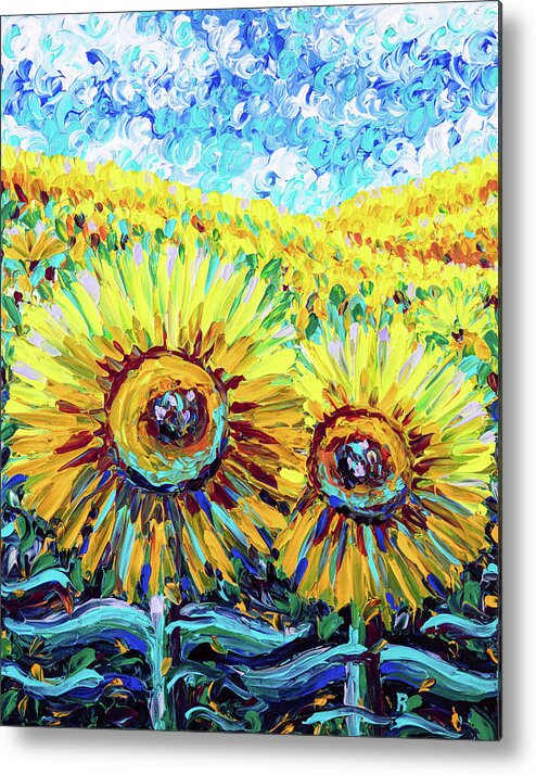 Sunflower Metal Print featuring the painting Sunflower Jubilee by Bari Rhys