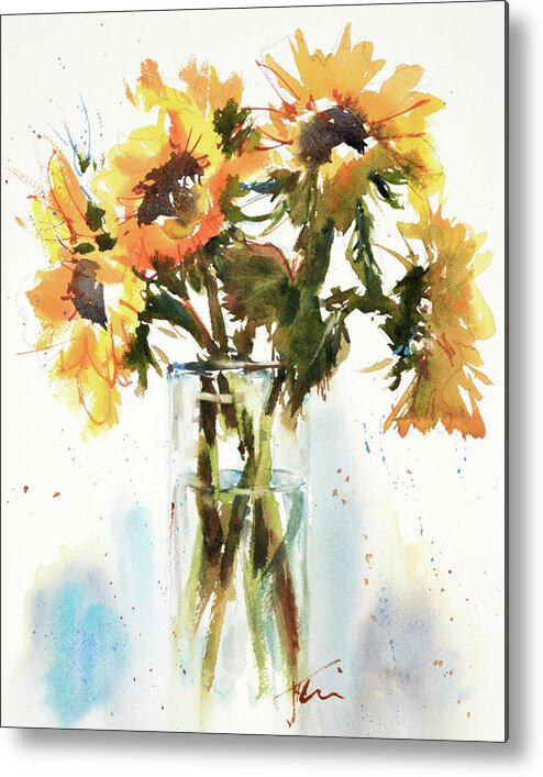 Sunflower Metal Print featuring the painting Sunflowers for Ukraine by Judith Levins