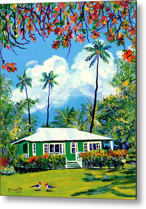 Kauai Metal Print featuring the painting Sunny Day Plantation Cottage by Marionette Taboniar