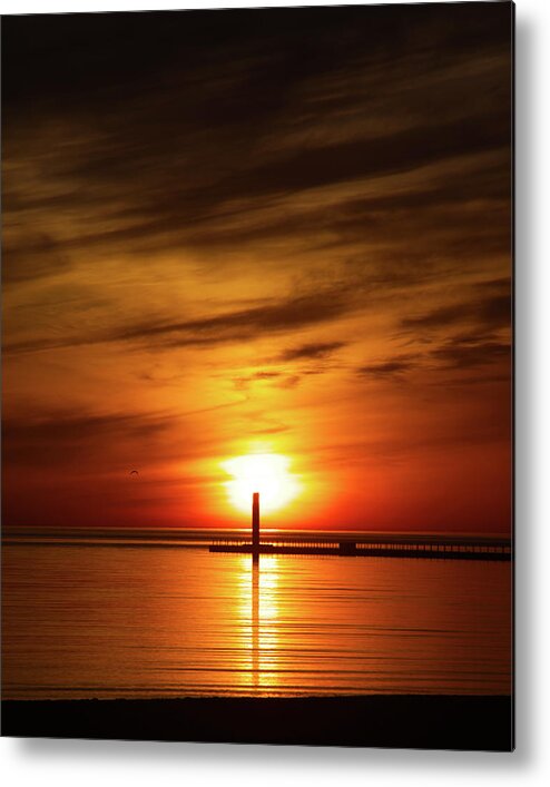 Lighthouse Metal Print featuring the photograph Sunrise behind Charlotte Lighthouse by Flinn Hackett