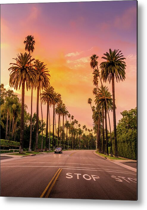 Beverly Hills Metal Print featuring the photograph Sunset in Beverly Hills by Serge Ramelli