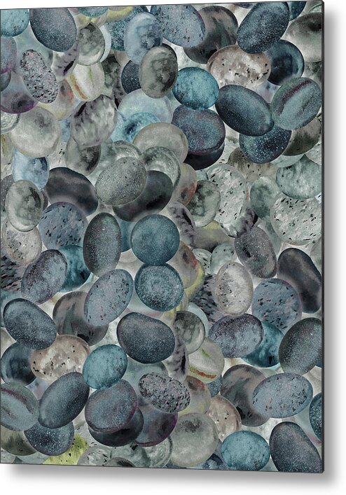 Beach Rocks Metal Print featuring the painting Teal Beach Rocks Collection Watercolor I by Irina Sztukowski
