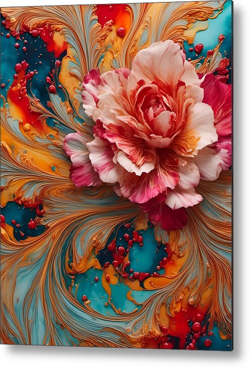 Rose Metal Print featuring the photograph Texture swirl and Rose by Cate Franklyn