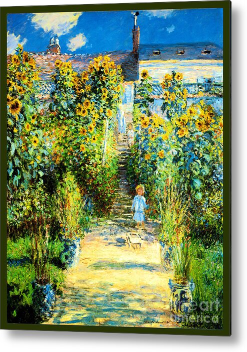 Claude Monet Metal Print featuring the painting The Artists Garden at Vetheuil 1880 by Claude Monet