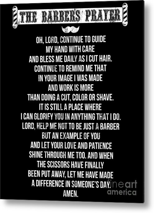 The BarberS Prayer Funny Gift Metal Print by Noirty Designs - Pixels