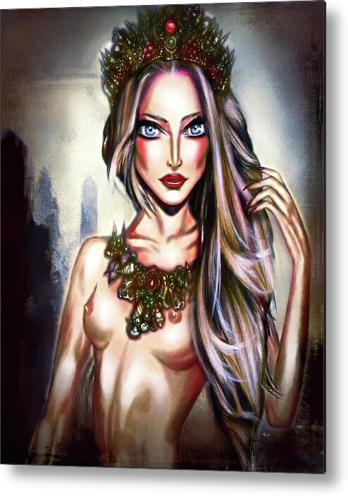 Blue Metal Print featuring the painting The Birth of Venus Painting by Tiago Azevedo Pop Surrealism Art by Tiago Azevedo